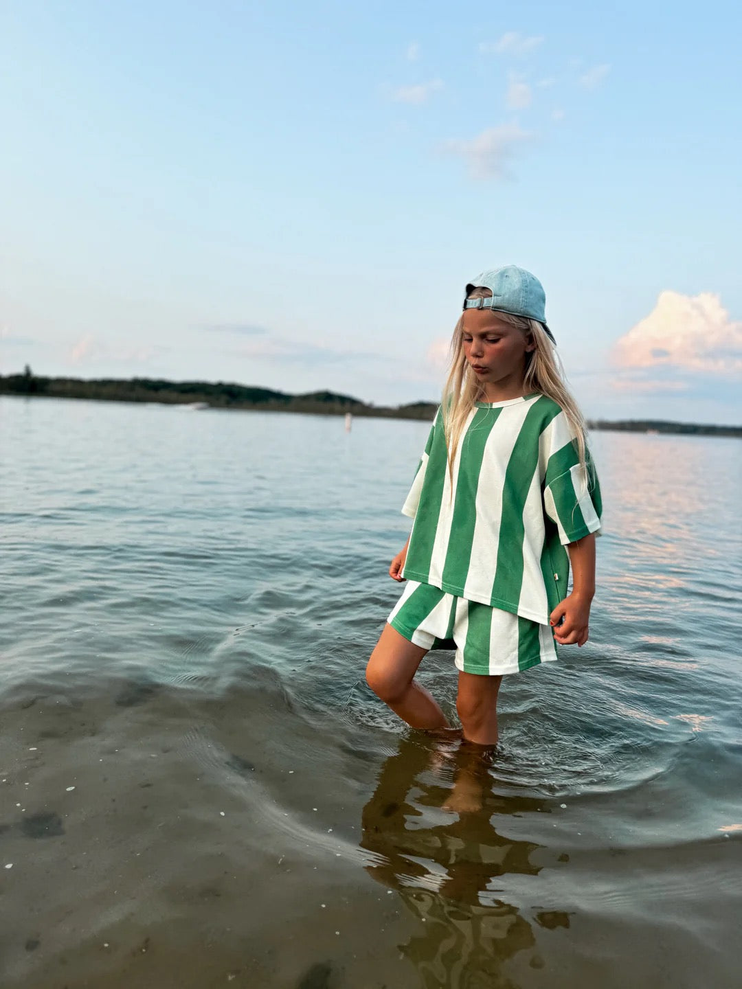 2 Piece green stripe set