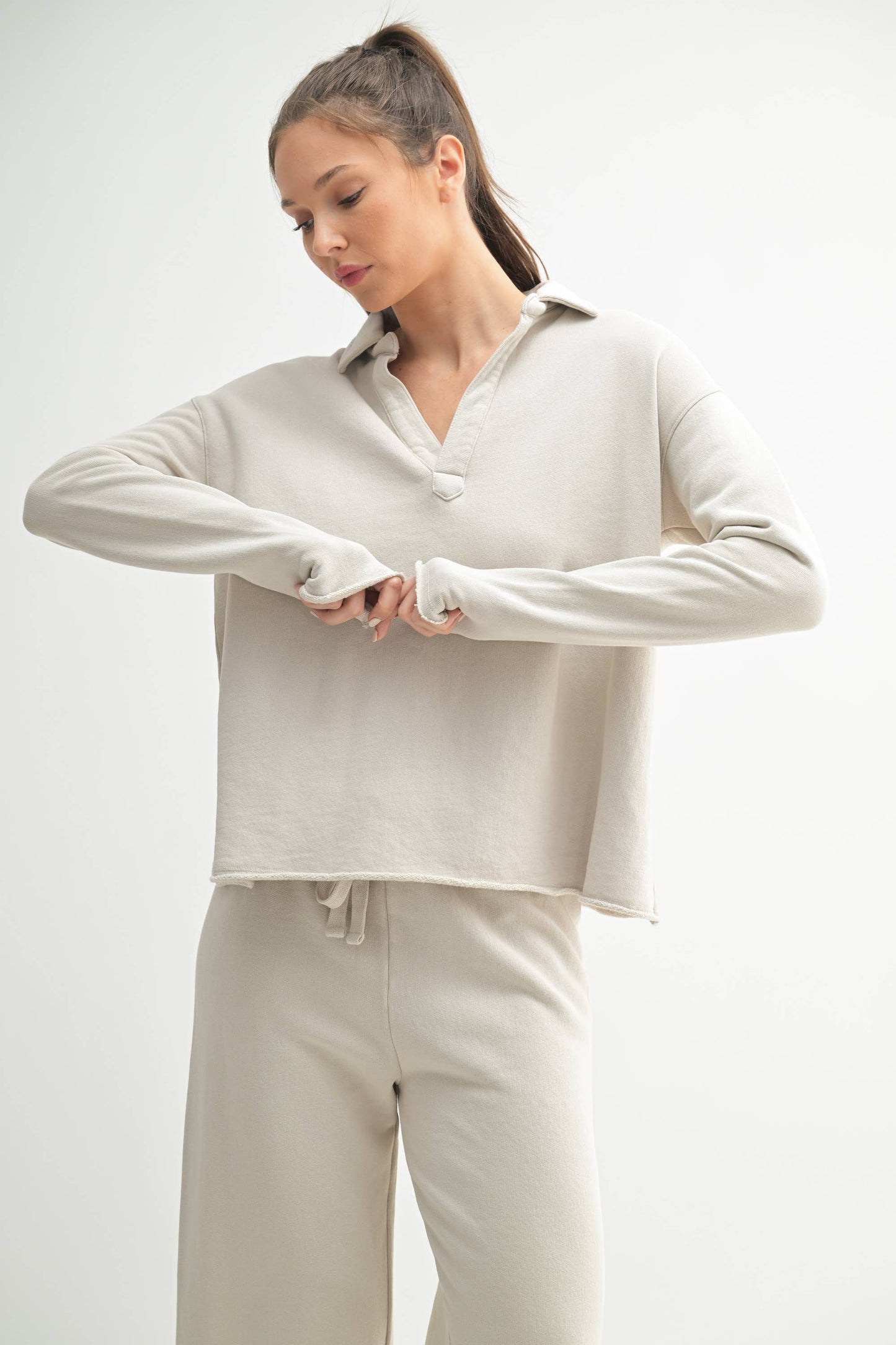 Malibu Vintage Henley long sleeve  LIGHT GREY