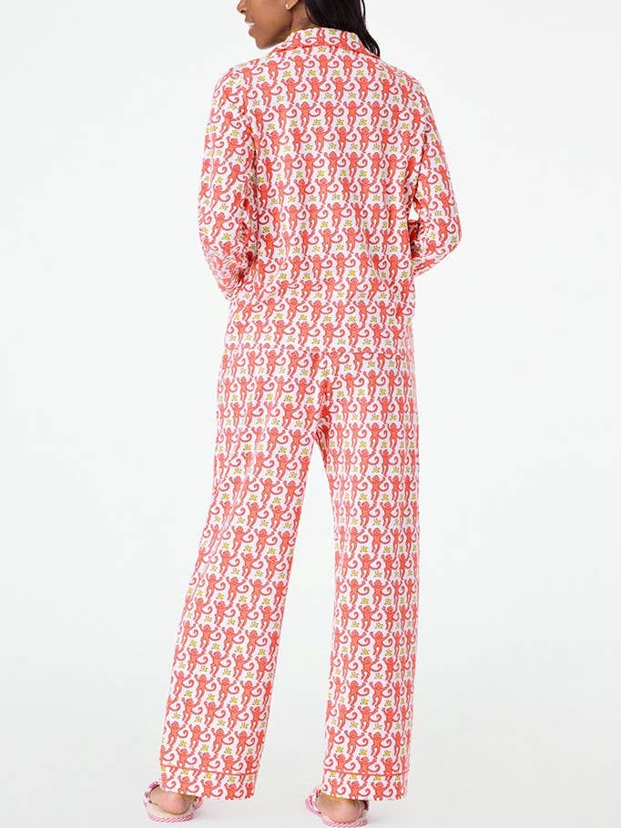 Women's Monkey Print Long Sleeve Lounge Set