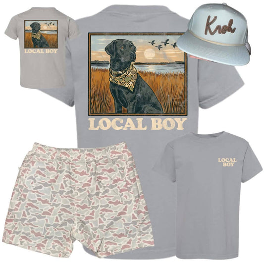 Black Lab with sunset - Kids Tee: Dri Fit / YXS / Short Sleeve