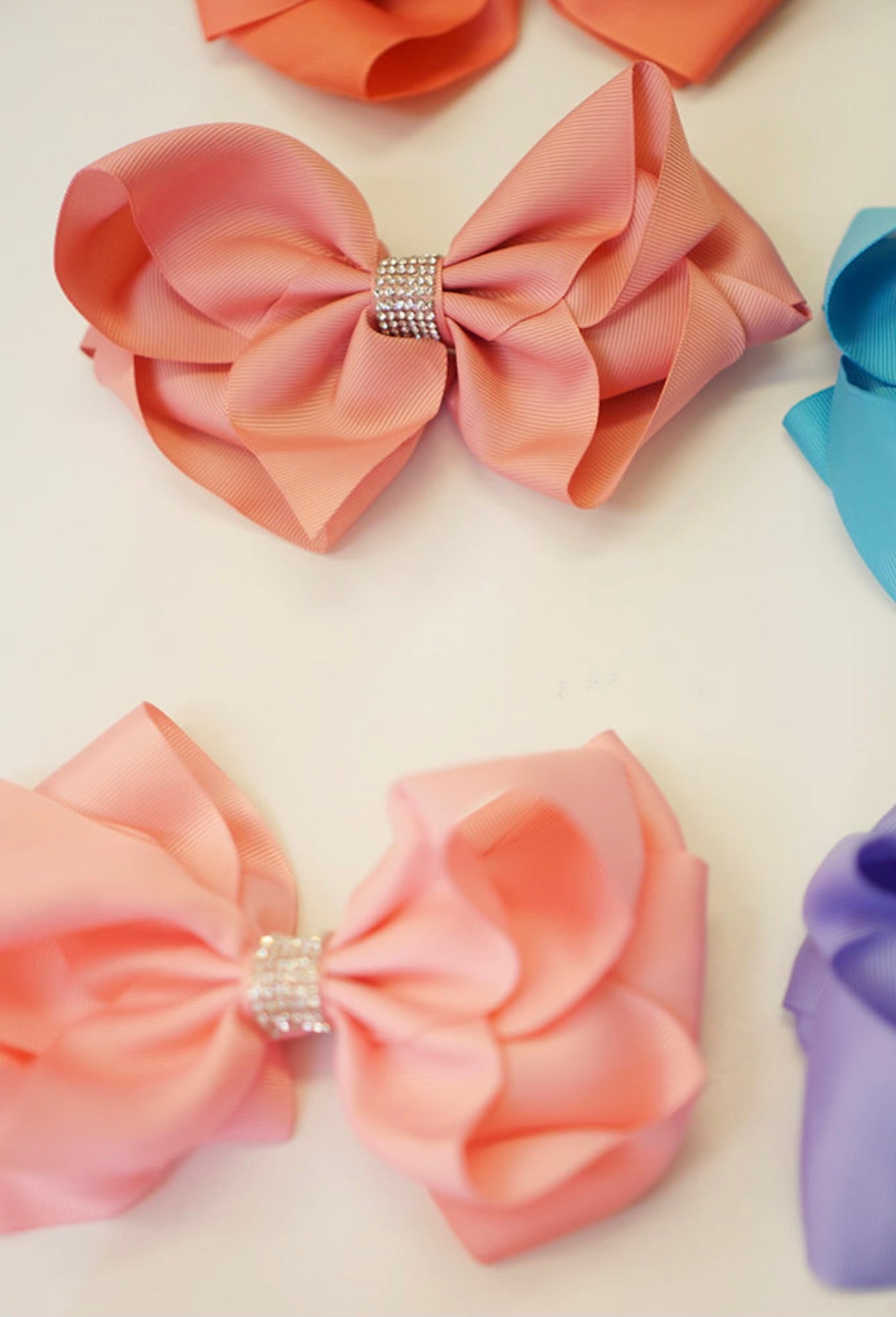 Rhinestone 7" wide hair bows