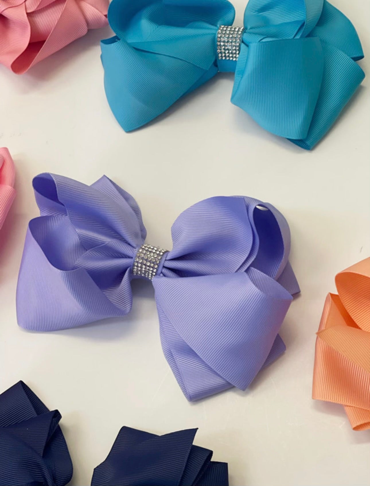 Rhinestone 7" wide hair bows