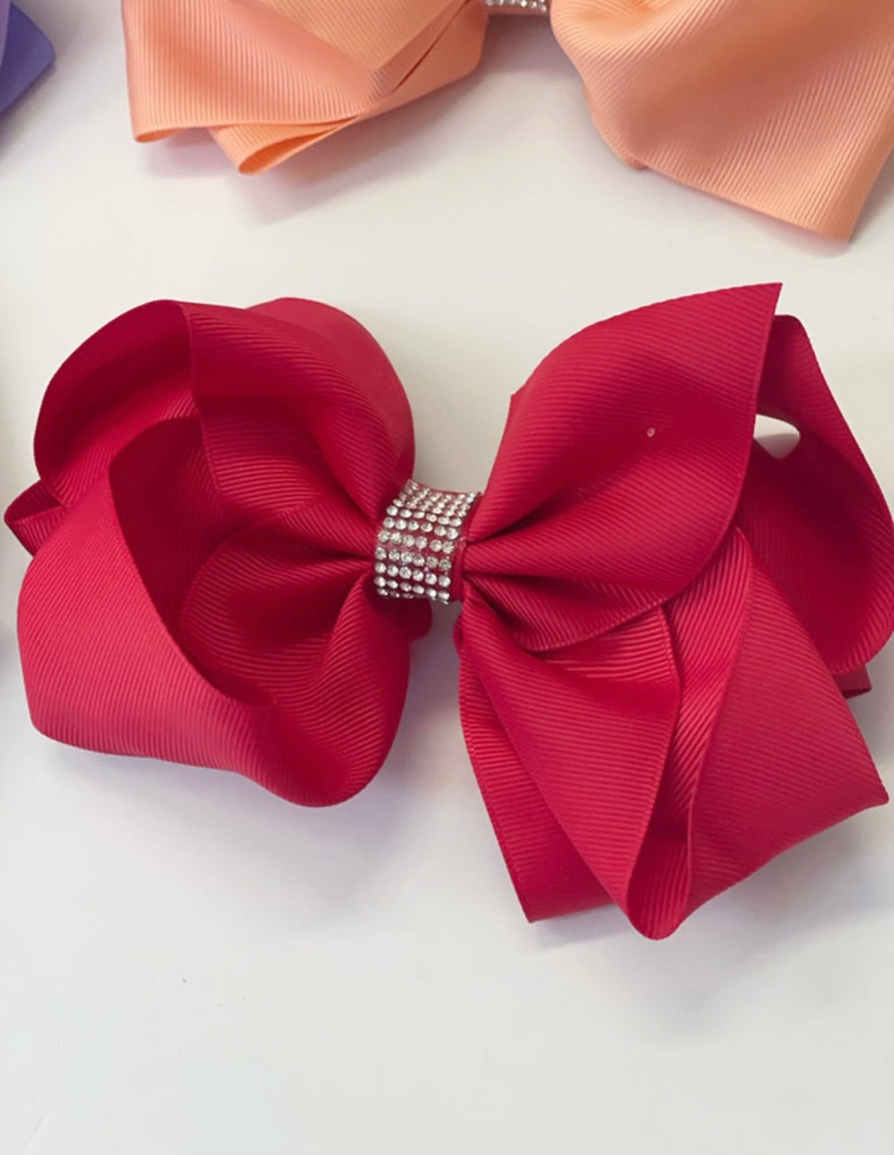 Rhinestone 7" wide hair bows