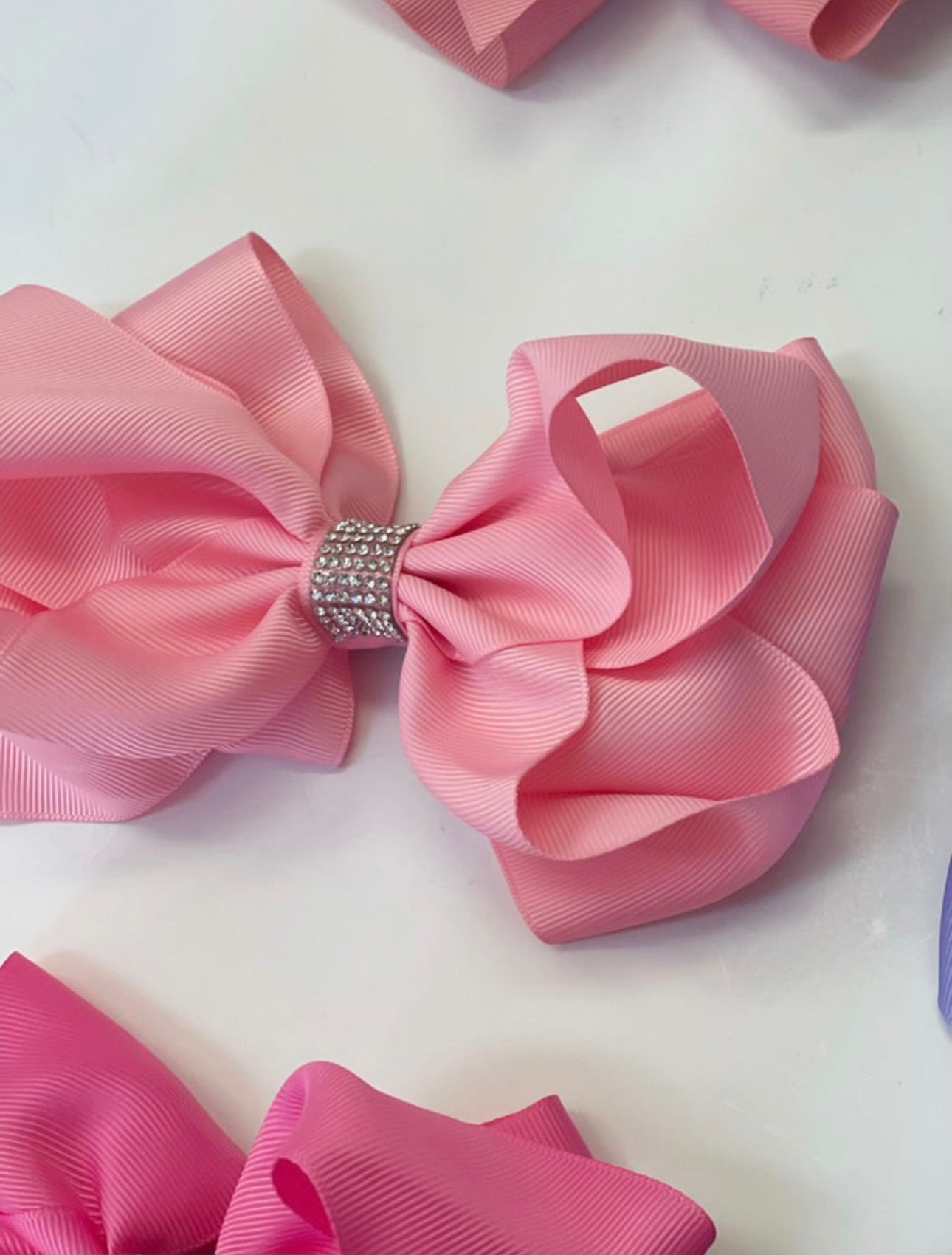 Rhinestone 7" wide hair bows