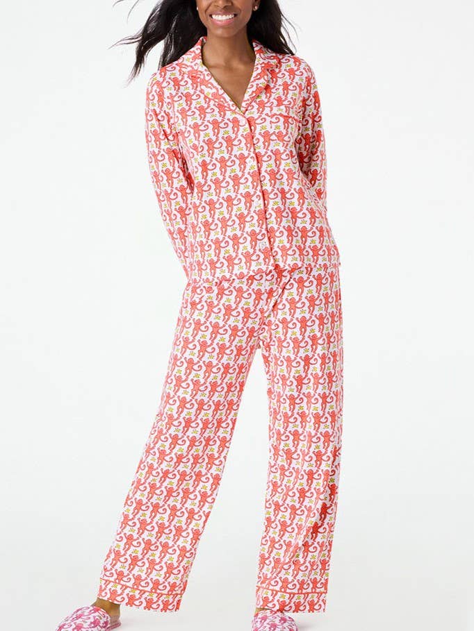 Women's Monkey Print Long Sleeve Lounge Set