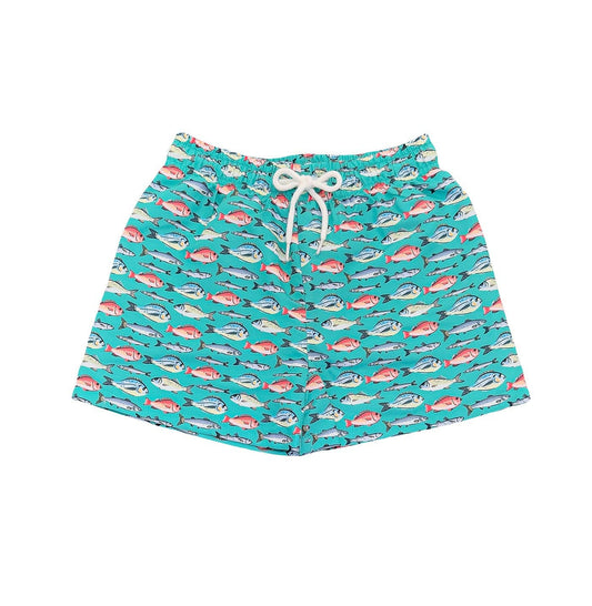 Saint Simons Swim Trunk Aqua Fish: Aqua Fish / 5t